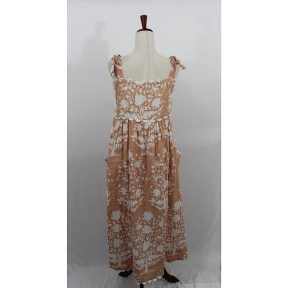 JULIET DUNN Sz 2 6/8 M Palladio Jaipur Pink Ric Rac Trim Tie Shoulder Midi Dress - Picture 4 of 11